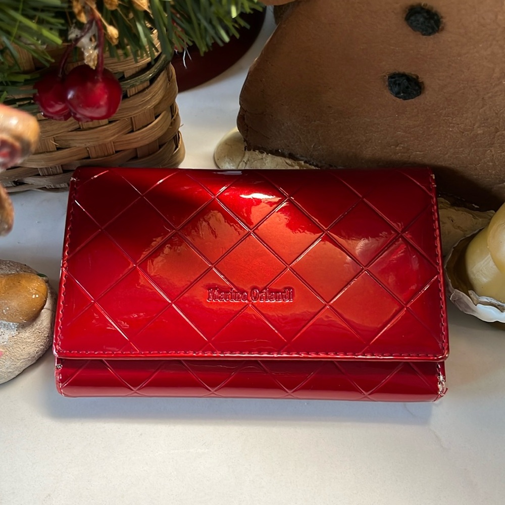 Marino Orlandi Glossy Red Quilted Wallet